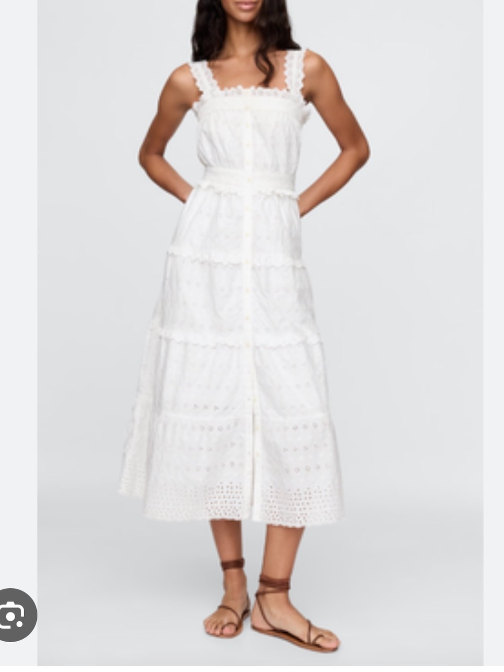 Gap Doen White Eyelet Smocked Midi Dress size Small - Picture 2 of 5